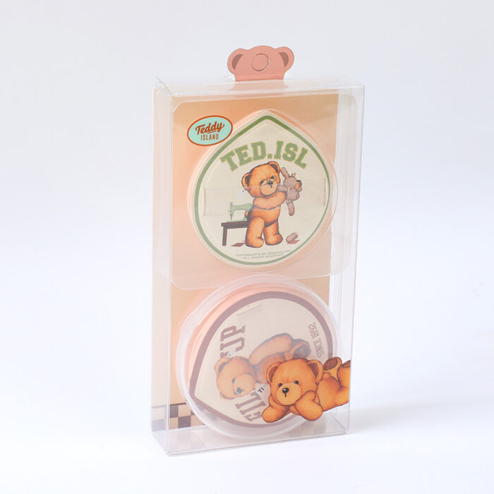 0Y8A0509 TEDDY ISLAND Series Σετ 2 σφουγγαριών Cotton Candy με θήκη αποθήκευσης - Image 1