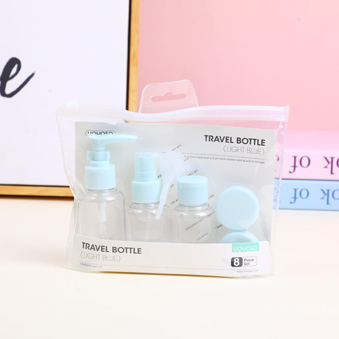 0Y8A0766 Σετ Ταξιδιωτικών Μπουκαλιών 8 τμχ – Ανοιχτό Μπλε - Image 1