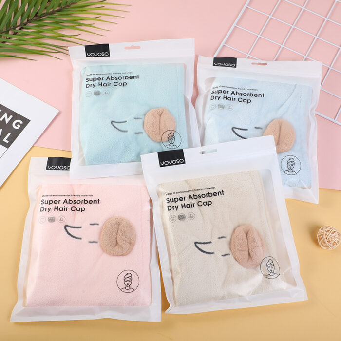 0Y8A2830 Μαλακό χαριτωμένο κεντημένο σκουφάκι στεγνώματος μαλλιών - Image 1