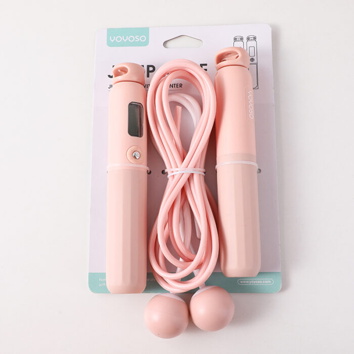 0Y8A6817 Ηλεκτρονικό Σχοινάκι Γυμναστικής με Μετρητή – Dual-use με Μικρές Μπάλες - Ροζ - Image 1