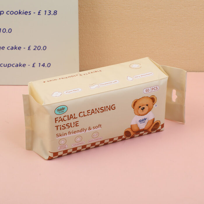 0Y8A7408 Εύκαμπτα μαντηλάκια καθαρισμού προσώπου 60 φύλλα σειράς TEDDY ISLAND - Image 1