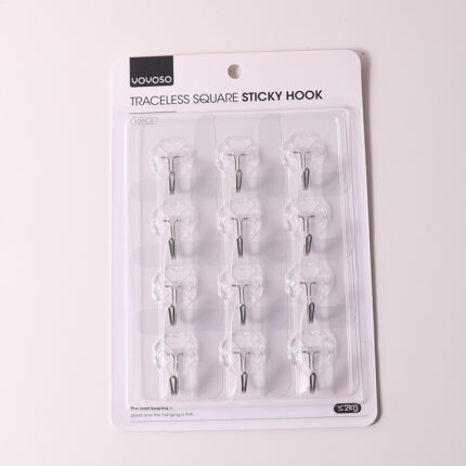 Πρακτικοί Τετράγωνοι Γάντζοι Τοίχου, 12 Τεμάχια