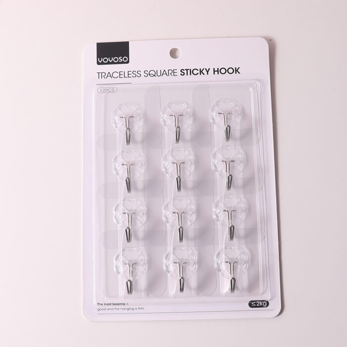 0Y8A7522 Πρακτικοί Τετράγωνοι Γάντζοι Τοίχου, 12 Τεμάχια - Image 1