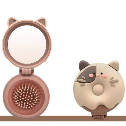 Παιδική Πτυσσόμενη Χτένα με Καθρέφτη σε Σχέδιο Γατάκι