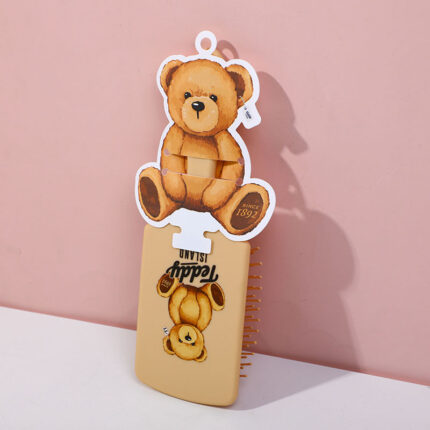 Τετράγωνη χτένα μασάζ σειράς TEDDY ISLAND - ανοιχτό καφέ