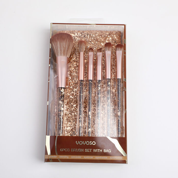 2L3A4384 Σετ 6 χρυσών πινέλων μακιγιάζ Flash με θήκη αποθήκευσης - Image 1