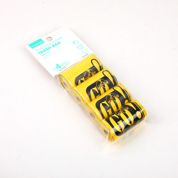 2L3A4478 Τυπωμένη βιοδιασπώμενη σακούλα απορριμμάτων 4 τεμάχια - κίτρινη - Image 1