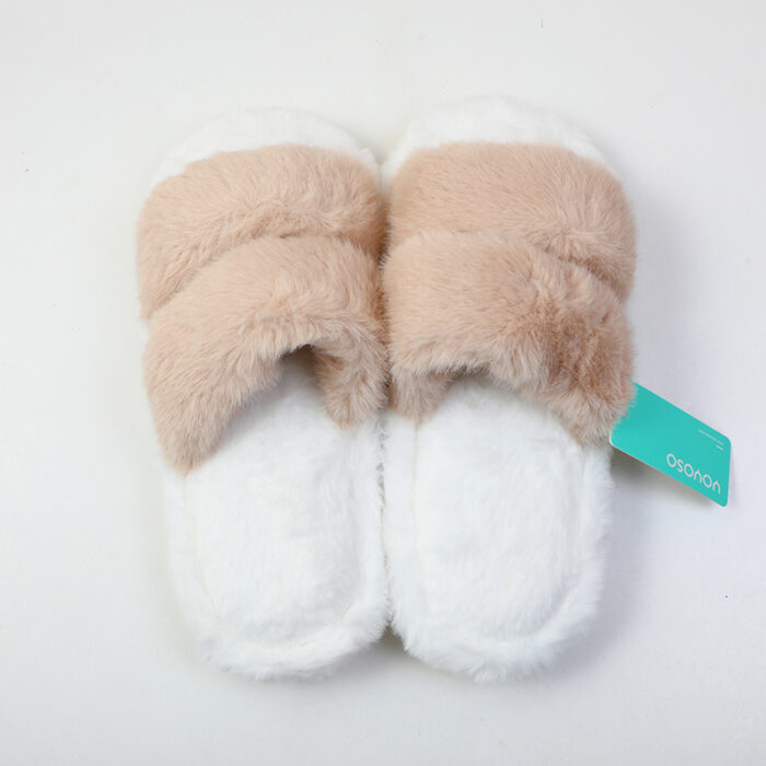 2L3A4763 Μοντέρνες γυναικείες βαμβακερές παντόφλες δύο λωρίδων σε αντίθεση χρώματος-χακί (36-37) - Image 1