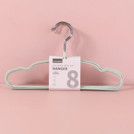 Μεταλλική αντιολισθητική παιδική κρεμάστρα - Συσκευασία 8 τεμαχίων - πράσινο