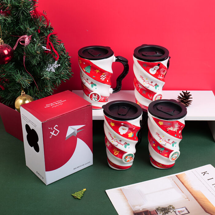 P1011215 Χριστουγεννιάτικη κούπα με σπειροειδές σχέδιο - 560ml - Image 1