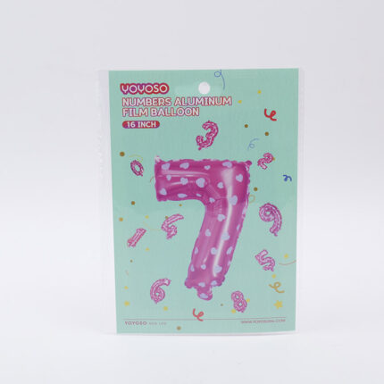 Μπαλόνι foil 16’’ σε σχήμα αριθμού 7, ροζ πούδρα με εκτύπωση – 1 τεμάχιο