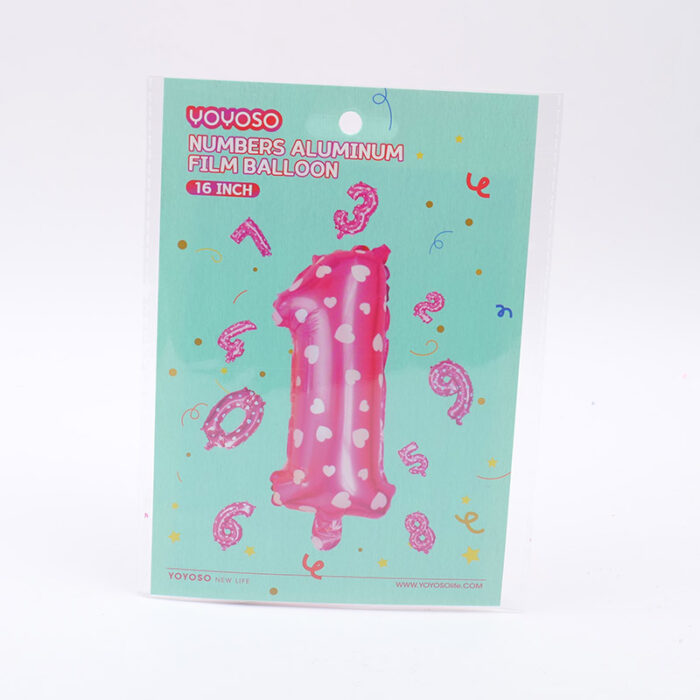 P1016226 Μπαλόνι foil 16’’ σε σχήμα αριθμού 1, ροζ – 1 τεμάχιο - Image 1