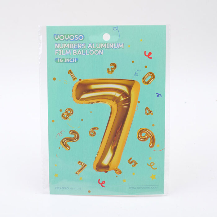 P1016234 Μικρό μπαλόνι foil 16’’ σε σχήμα αριθμού 7, χρυσό – 1 τεμάχιο - Image 1