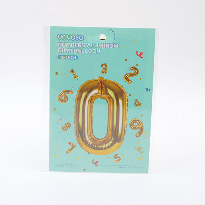 P1016235 Μικρό μπαλόνι foil 16’’ σε σχήμα αριθμού 0, λαμπερό χρυσό – 1 τεμάχιο - Image 1