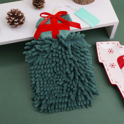 Τετράγωνη χριστουγεννιάτικη πετσέτα χεριών με σχέδιο κουτί δώρου