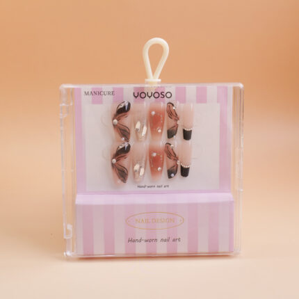 Dreamy Splendor Series Press-on Nails - Μαύρη Κορδέλα Πεταλούδα, 24 τεμάχια