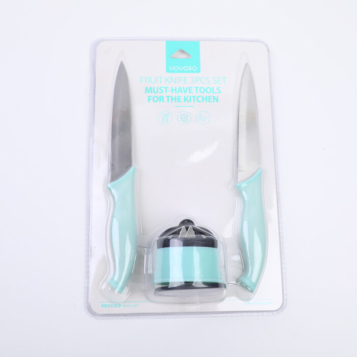 0Y8A6299 Μικρά μαχαίρια ξεφλουδίσματος με ακονιστήρι σετ 3 τεμαχίων. - Image 1