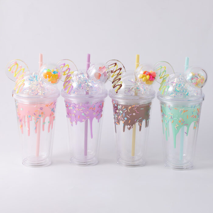 2L3A8959 Πλαστικό ποτήρι 500ml με σχέδιο αρκουδάκι τύπου Jelly Bean - Image 1