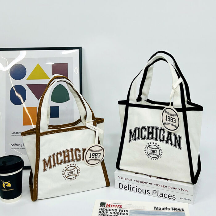 4IMG_6882 Τσάντα Ώμου από Καμβά, Σχέδιο Baseball - Image 1