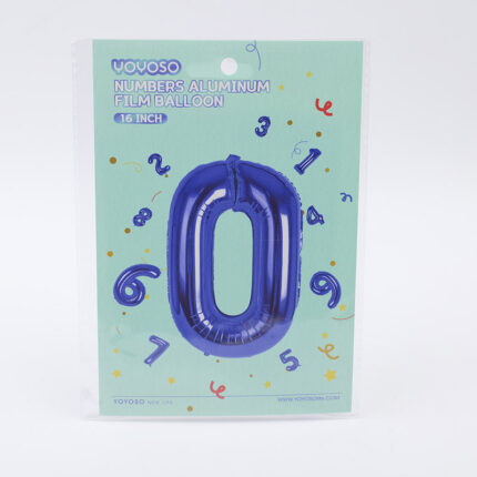 Μικρό μπαλόνι foil 16’’ σε σχήμα αριθμού 0, μπλε – 1 τεμάχιο