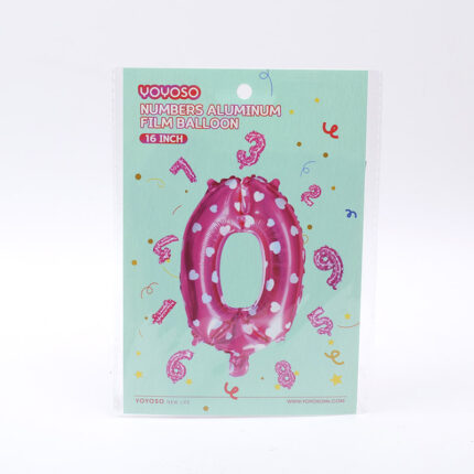 Μπαλόνι foil 16’’ σε σχήμα αριθμού 0, ροζ με εκτύπωση – 1 τεμάχιο