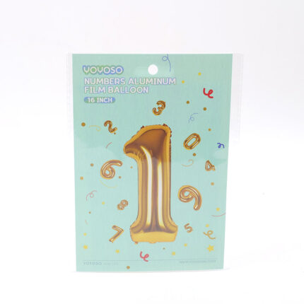 Μικρό μπαλόνι foil 16’’ σε σχήμα αριθμού 1, λαμπερό χρυσό – 1 τεμάχιο