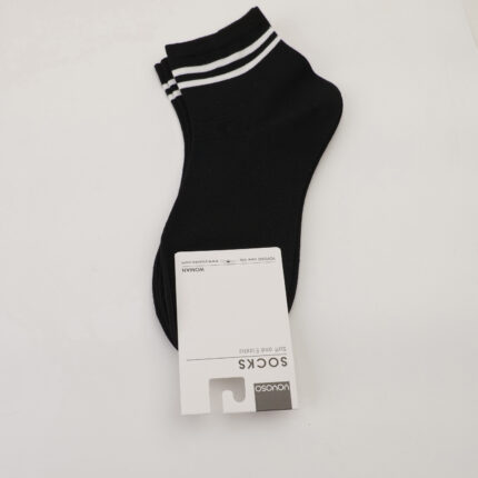 Απλές ασπρόμαυρες ριγέ γυναικείες κάλτσες μέχρι τη μέση της γάμπας, σετ δύο ζευγαριών