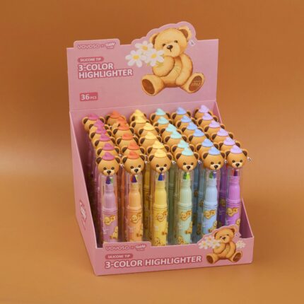 TEDDY ISLAND Series Μαρκαδόρος Υπογράμμισης με Μύτη Σιλικόνης – 3 Χρώματα